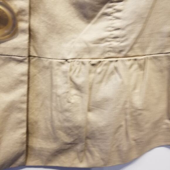 Michael Kors Tan Vintage Cropped LinenTop Jacket Ruffle Hem Buttons Size XL - Picture 15 of 15